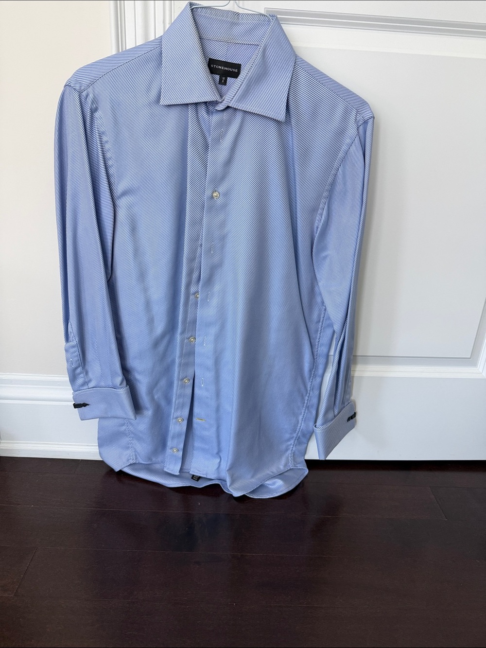 Stonehouse Cotton Light Blue Men's Dress Shirt with Micro-Texture & French cuffs